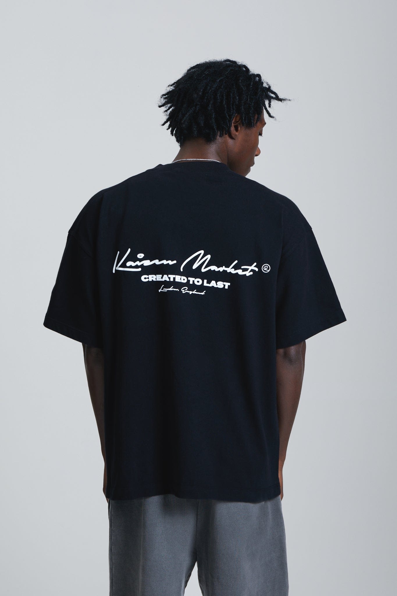 KAIZEN MARKET AUTOGRAPH TEE BLACK — SMALL — Top View