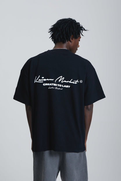 KAIZEN MARKET AUTOGRAPH TEE BLACK — SMALL — Top View