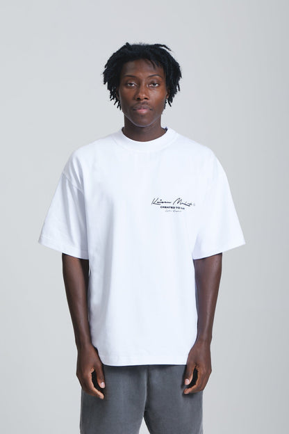 KAIZEN MARKET AUTOGRAPH TEE WHITE — SMALL — Back View