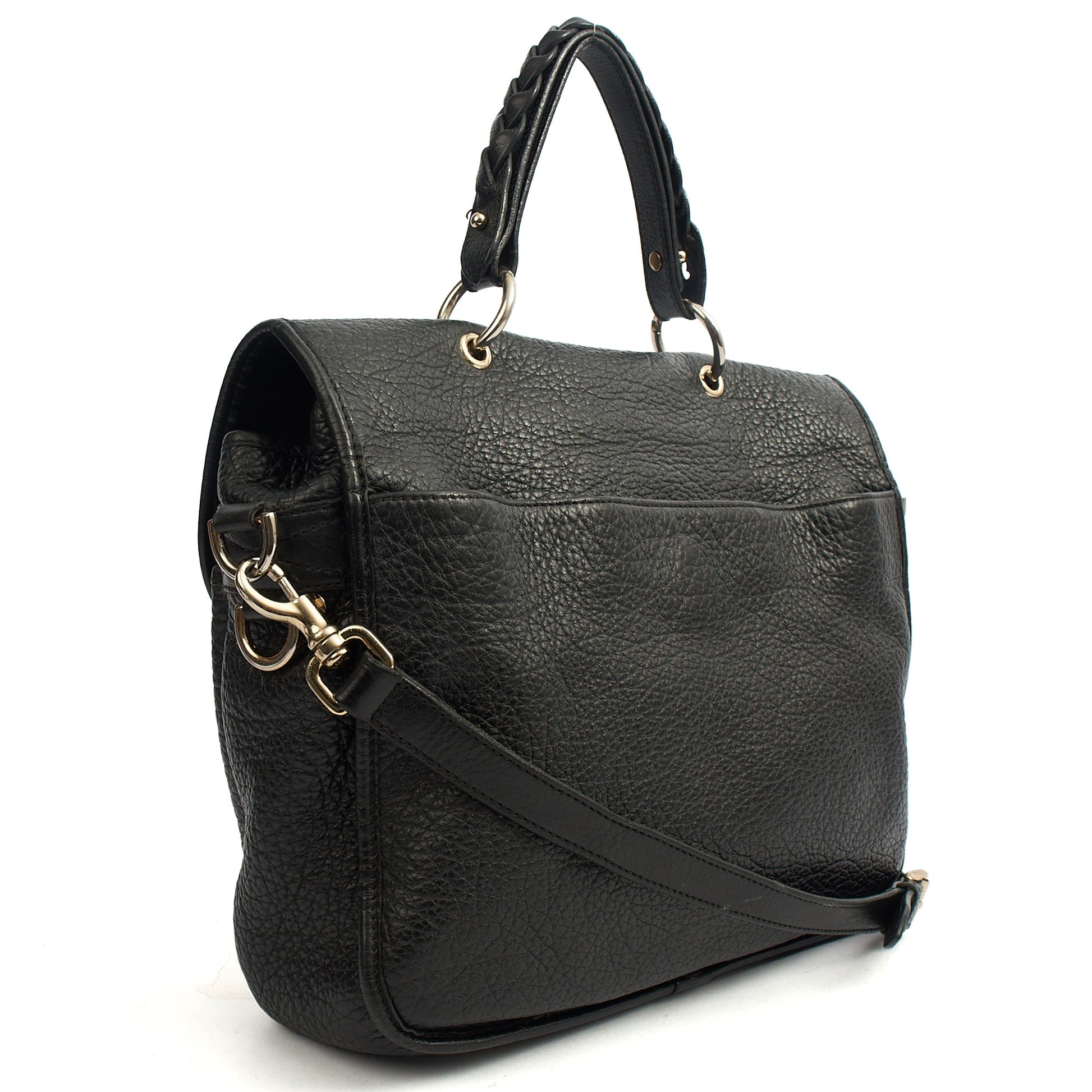 Mulberry Top Handle Trout in Black, Calfskin Leather — Back View