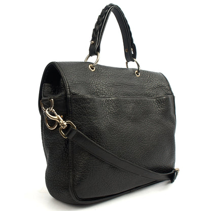 Mulberry Top Handle Trout in Black, Calfskin Leather — Back View