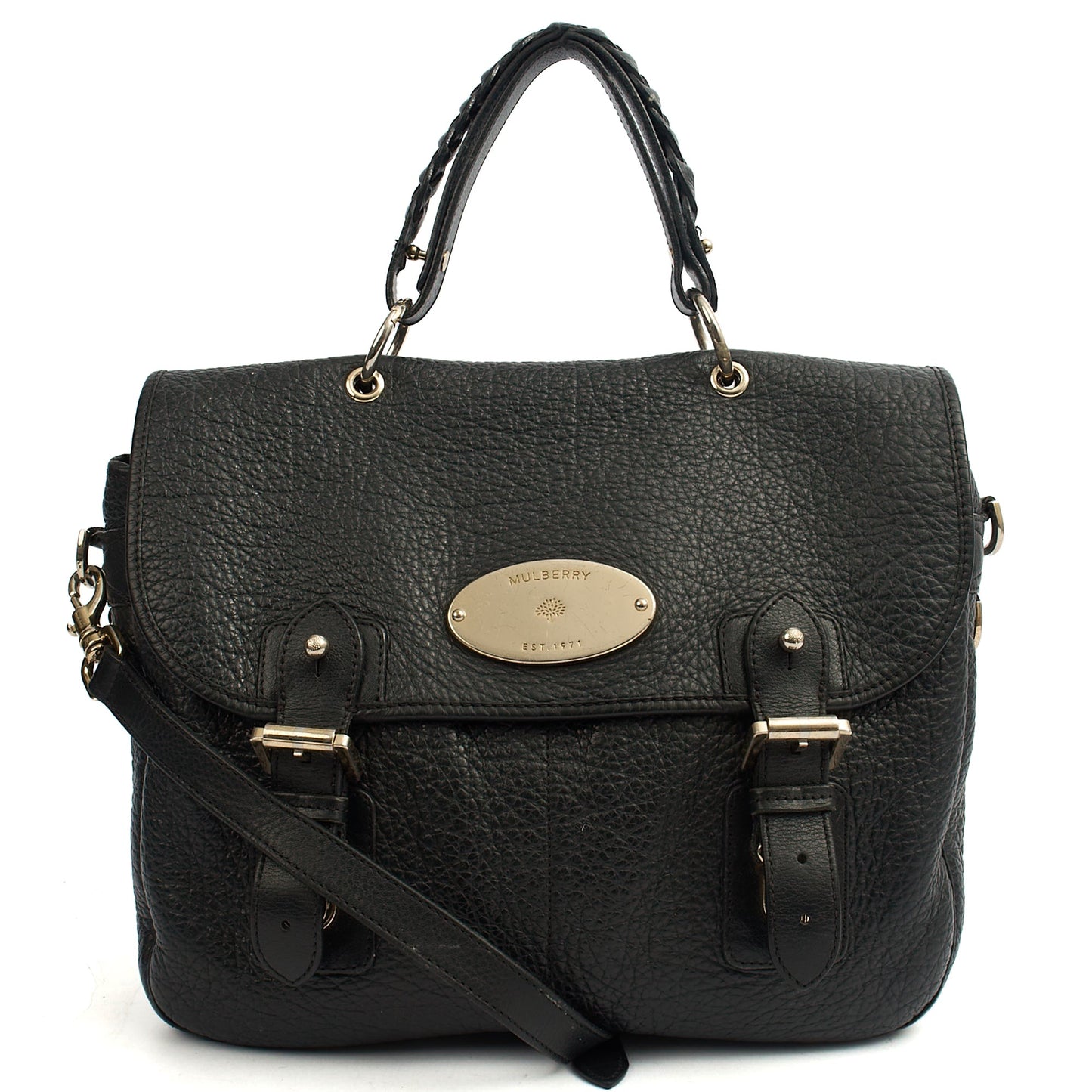 Mulberry Top Handle Trout in Black, Calfskin Leather — Front View