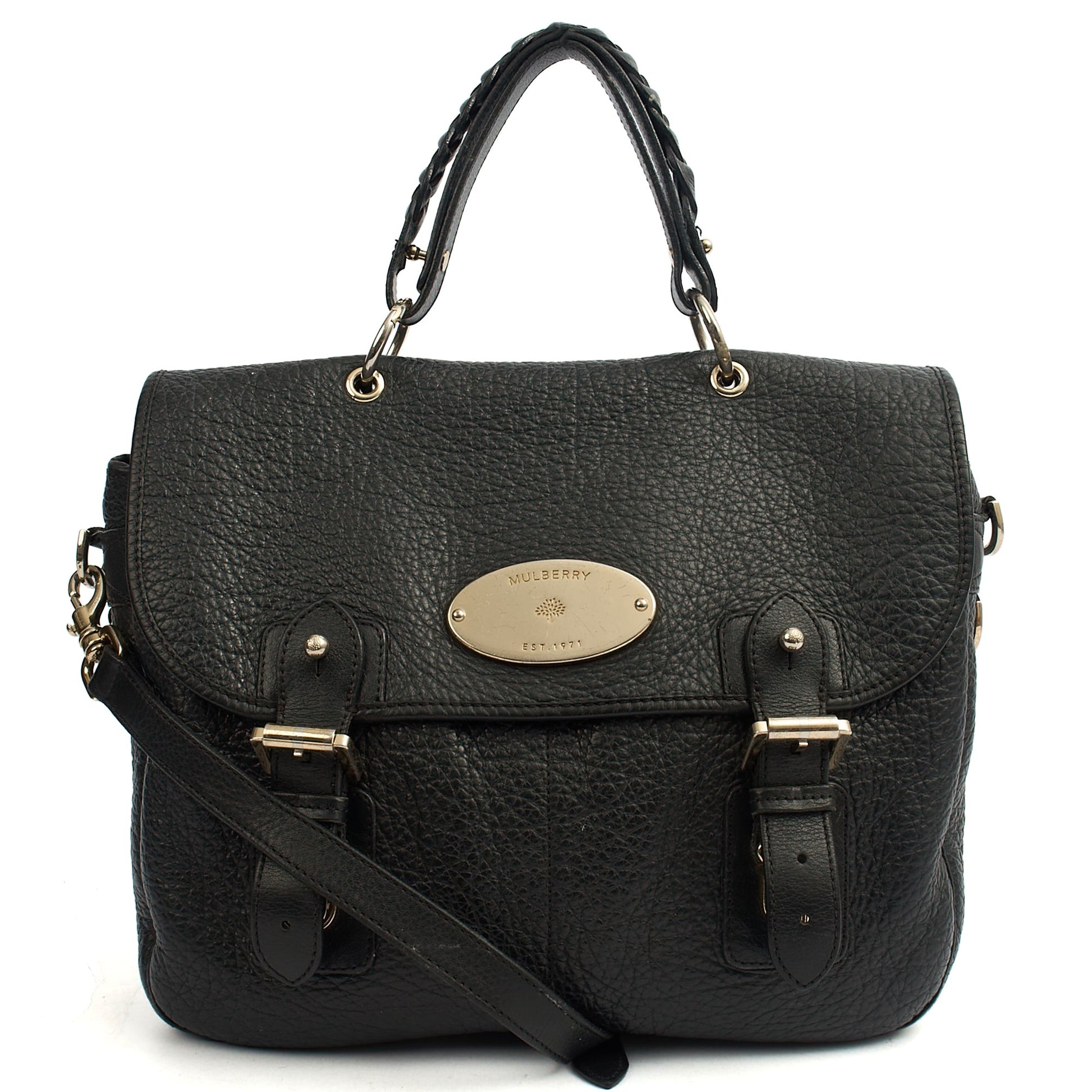 Mulberry Top Handle Trout in Black, Calfskin Leather — Front View