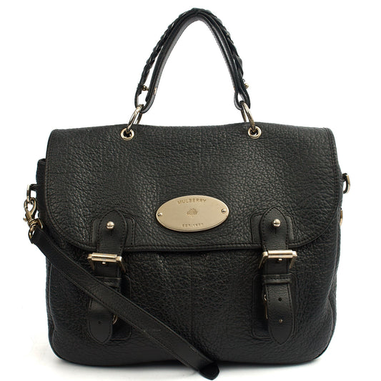Mulberry Top Handle Trout in Black, Calfskin Leather — Front View
