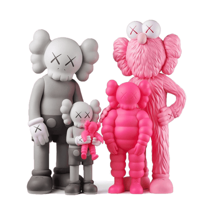 KAWS Family Vinyl Figures Grey/Pink — Front View