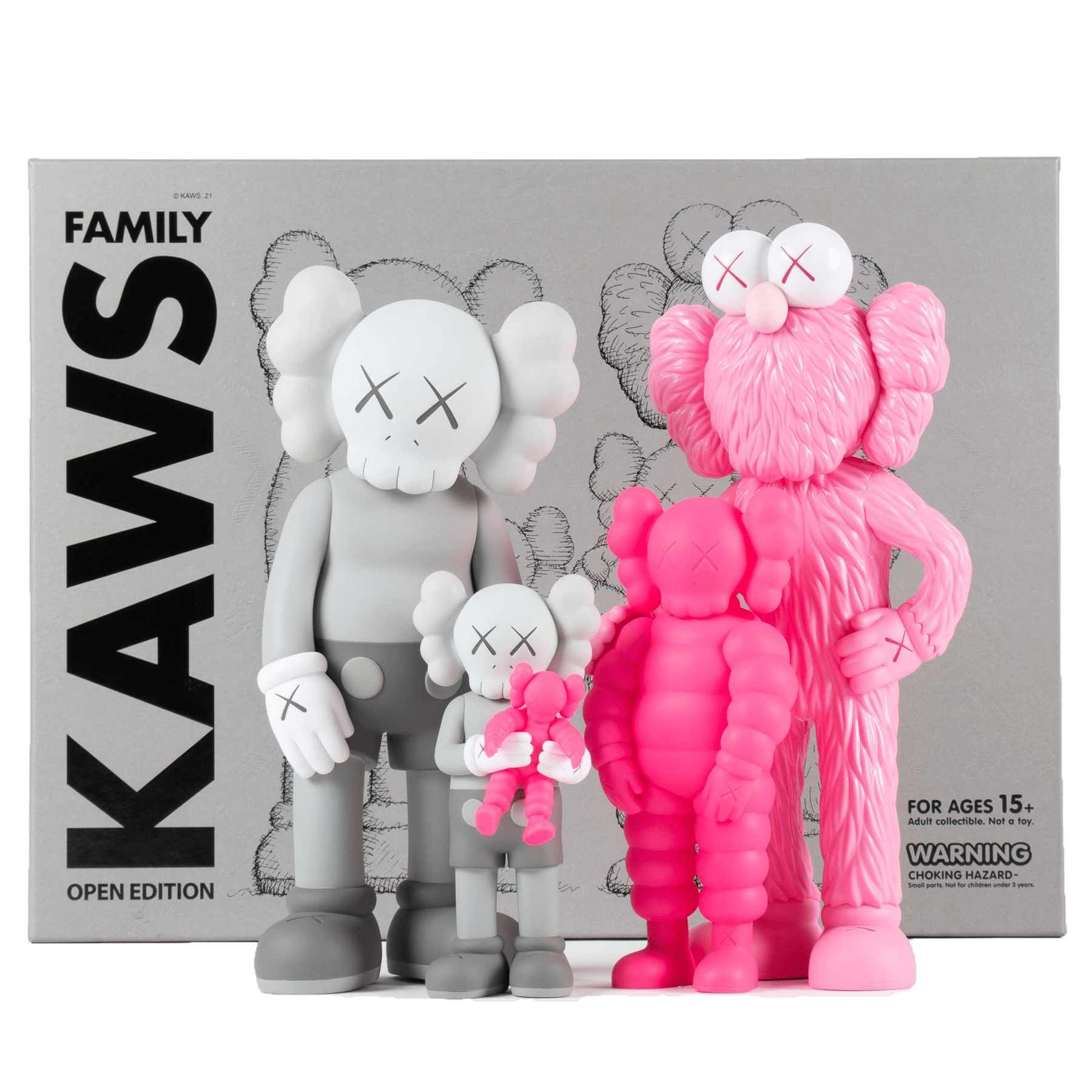KAWS Family Vinyl Figures Grey/Pink — Side View