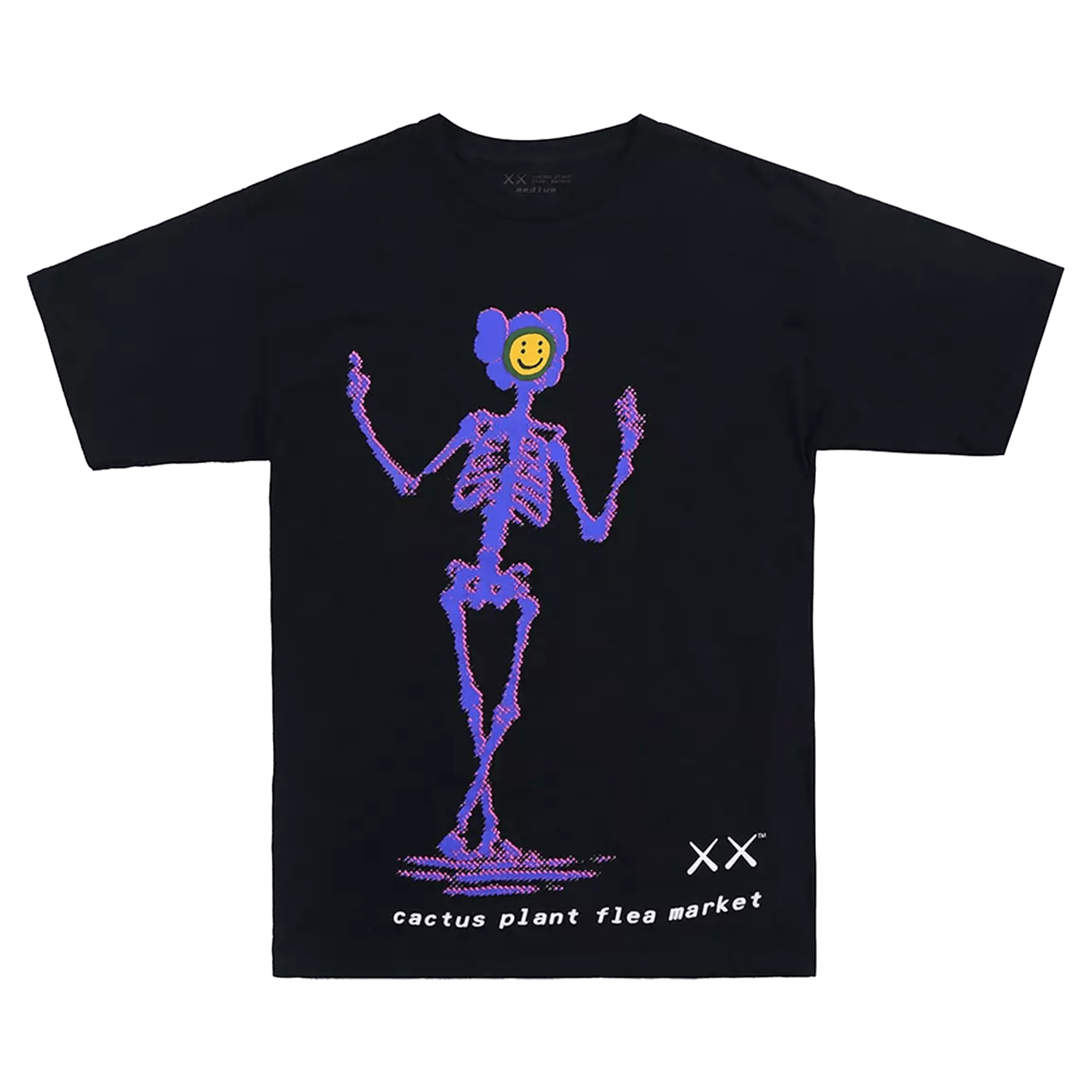 KAWS x Cactus Plant Flea Market T-Shirt Black — XXS — Front View