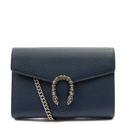 Gucci Cross Body Dionysus Chain Wallet in Blue, Leather — Front View