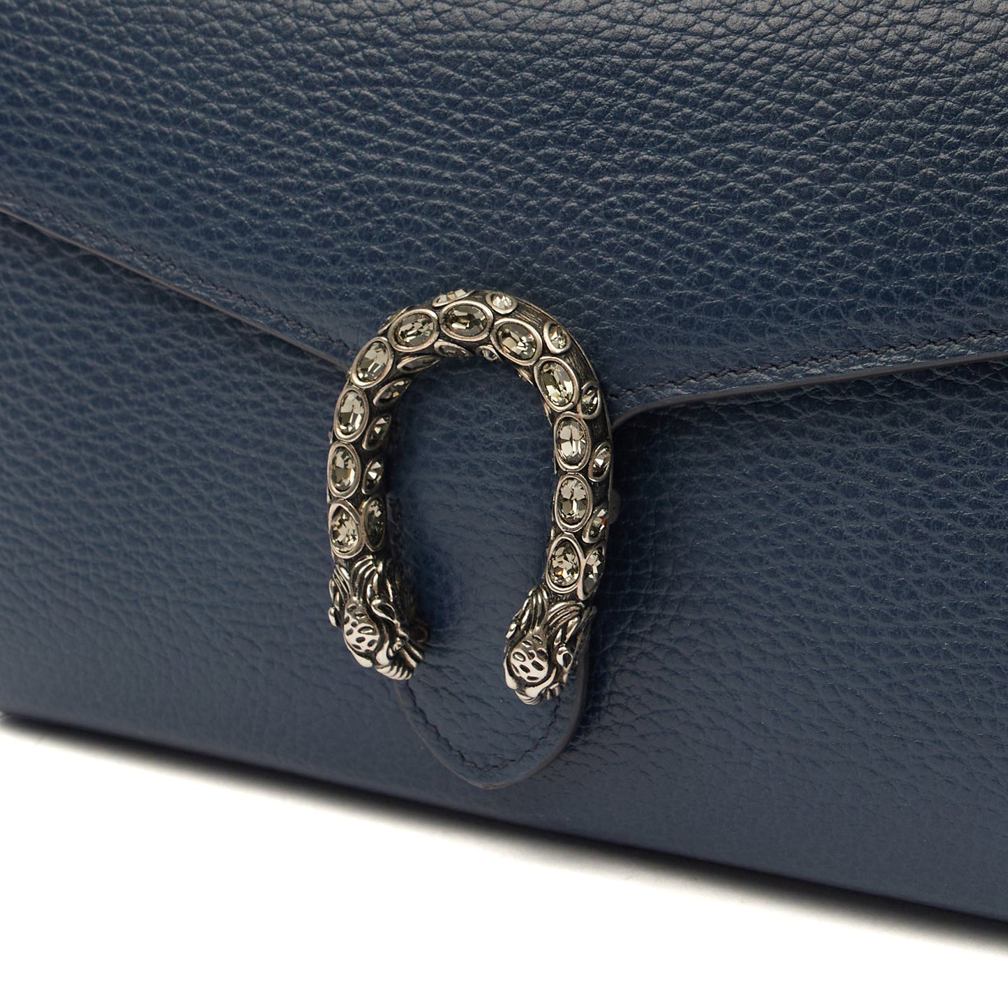 Gucci Cross Body Dionysus Chain Wallet in Blue, Leather — Detail View