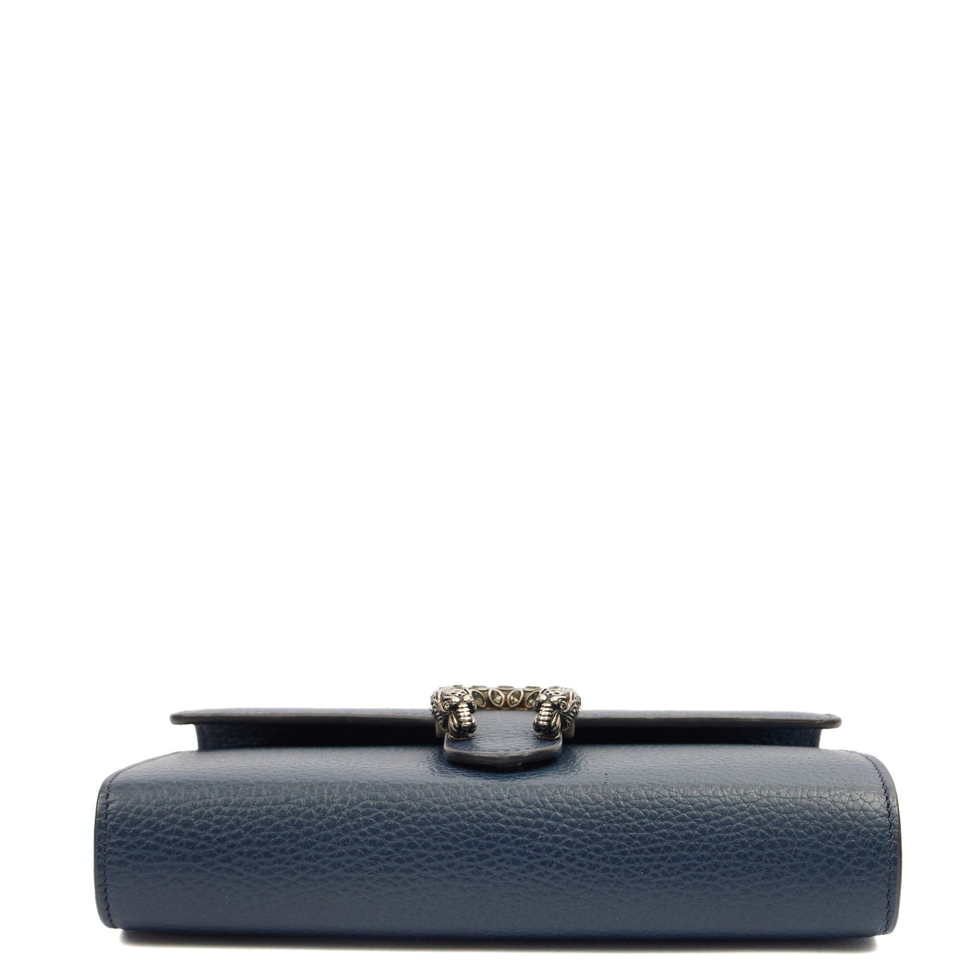 Gucci Cross Body Dionysus Chain Wallet in Blue, Leather — Top View