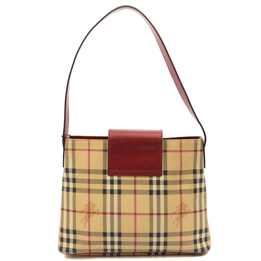 Burberry Shoulder Bag Shoulder Bag in Nova Check, Leather — Back View