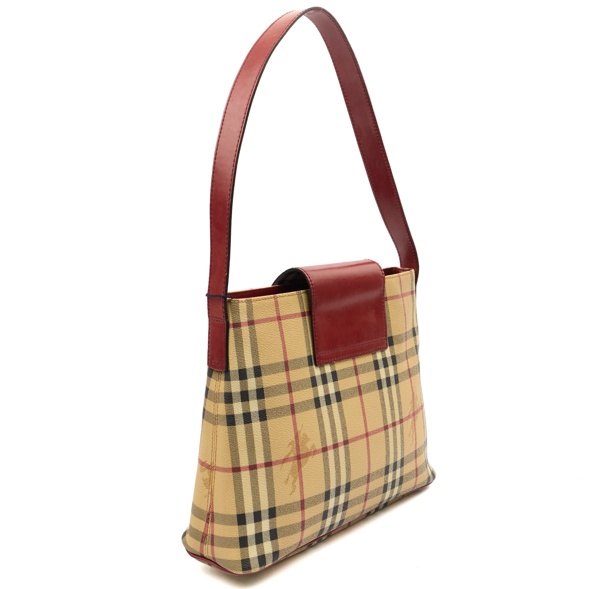 Burberry Shoulder Bag Shoulder Bag in Nova Check, Leather — Side View