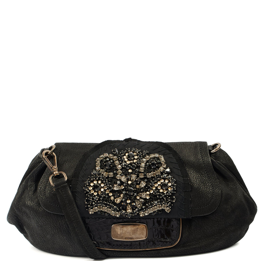 Prada Cross Body Evening Bag in Black, Leather — Alternate View 7