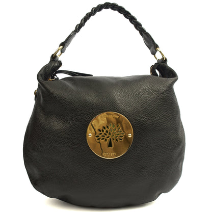 Mulberry Shoulder Bag Daria Hobo in Black, Leather — Front View