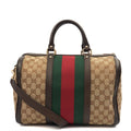 Gucci Tote Boston in Brown, GG Supreme Canvas — Front View