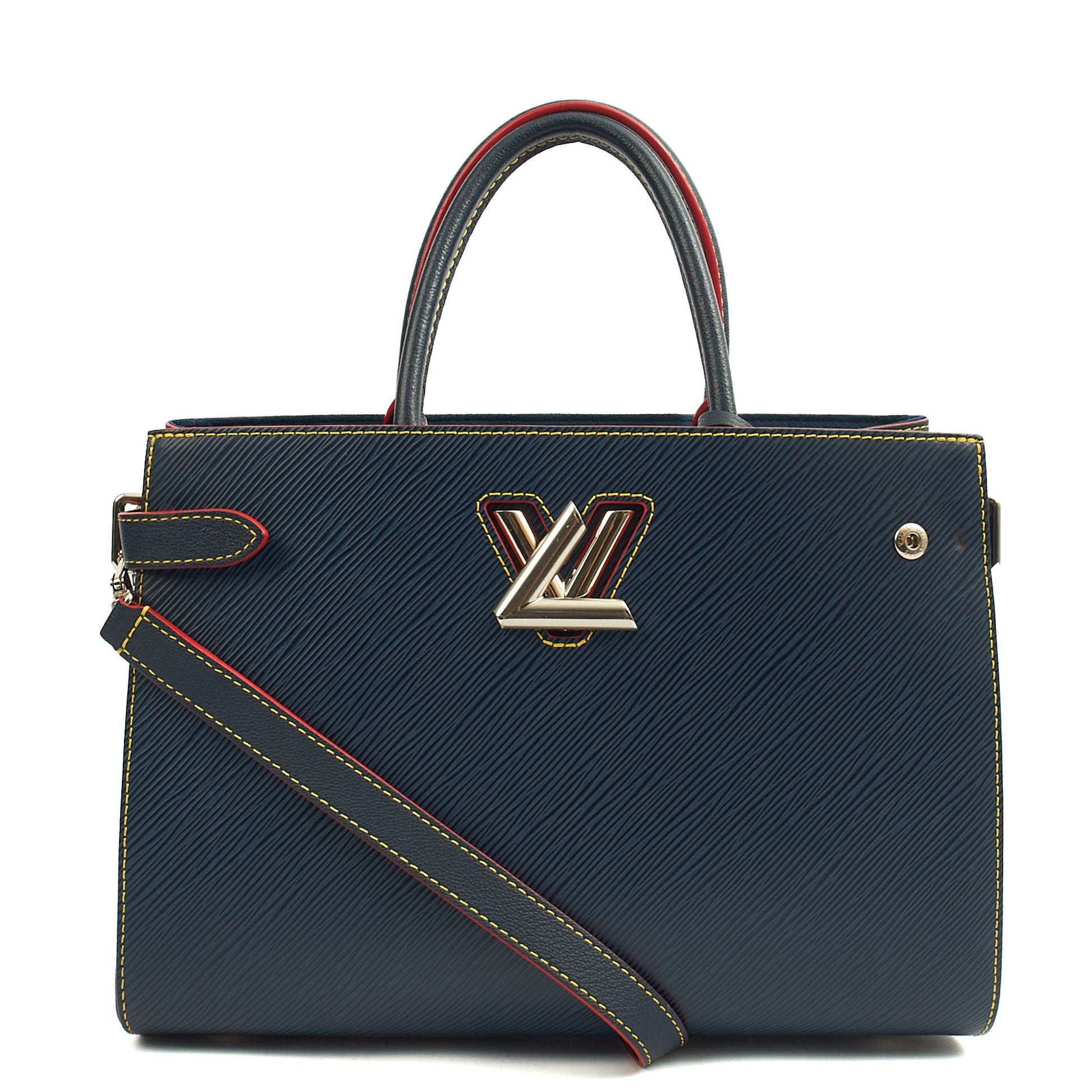 Louis Vuitton Tote Twist Tote in Blue, Epi Leather — Front View