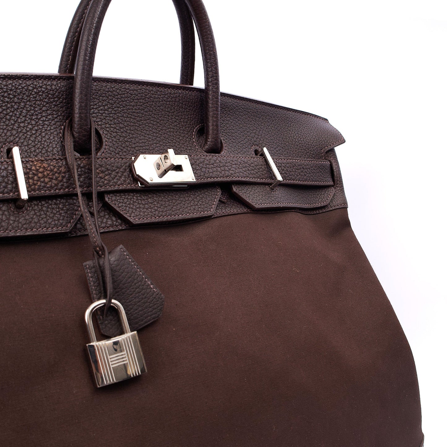 Hermes Tote Hac 50 in Chocolate, Canvas — Lifestyle View