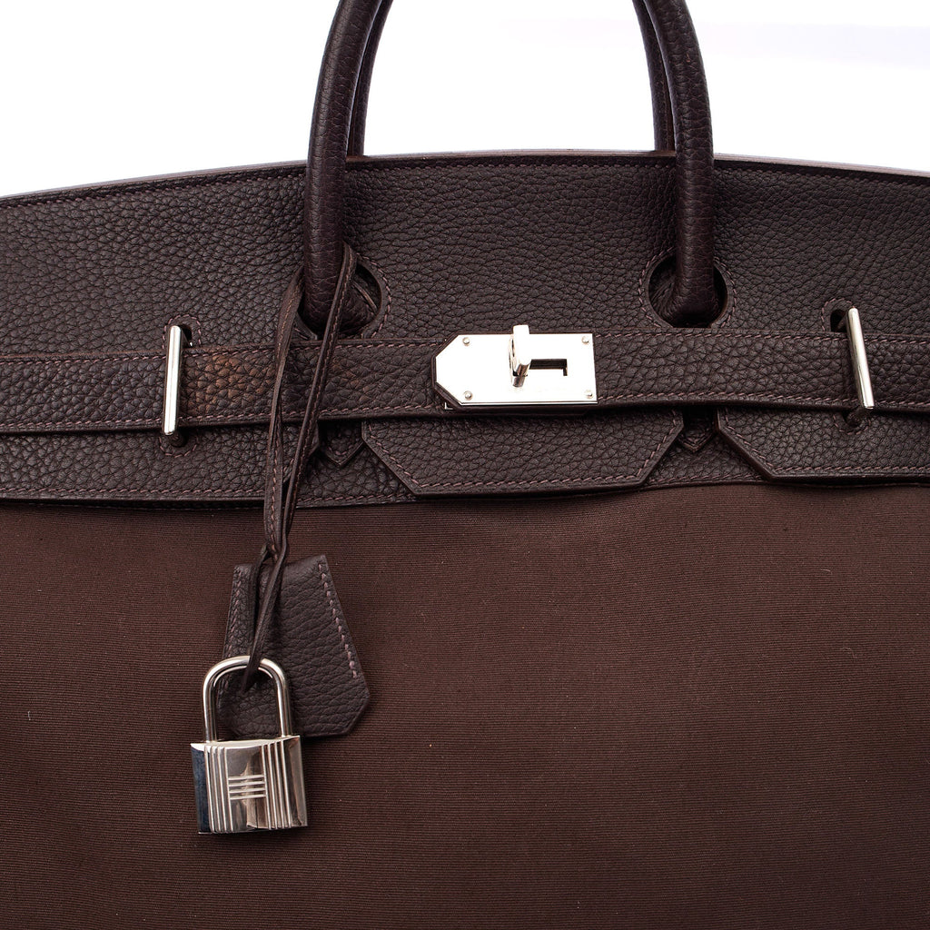 Hermes Tote Hac 50 in Chocolate, Canvas — Alternate View 19