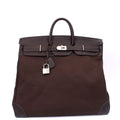 Hermes Tote Hac 50 in Chocolate, Canvas — Front View
