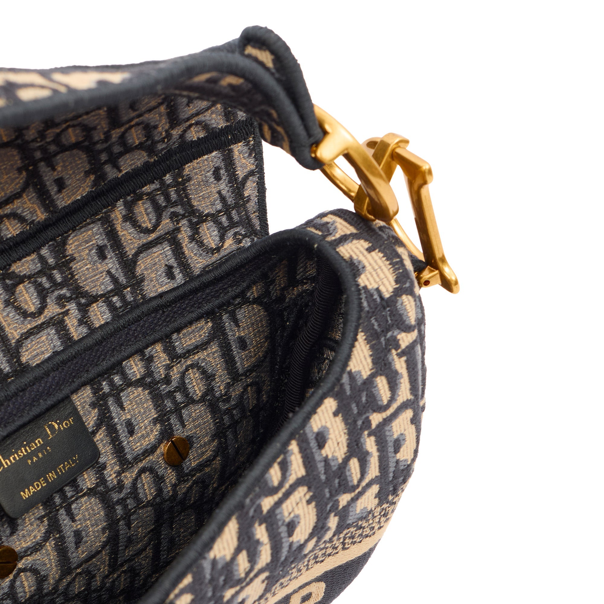 Christian Dior Shoulder Bag Saddle Bag in Blue, Dior Oblique Embroidery — Alternate View 9