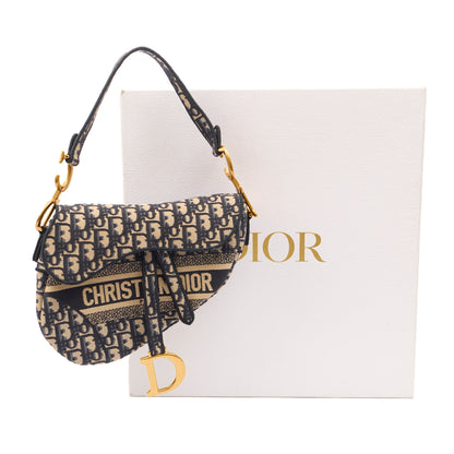 Christian Dior Shoulder Bag Saddle Bag in Blue, Dior Oblique Embroidery — Lifestyle View