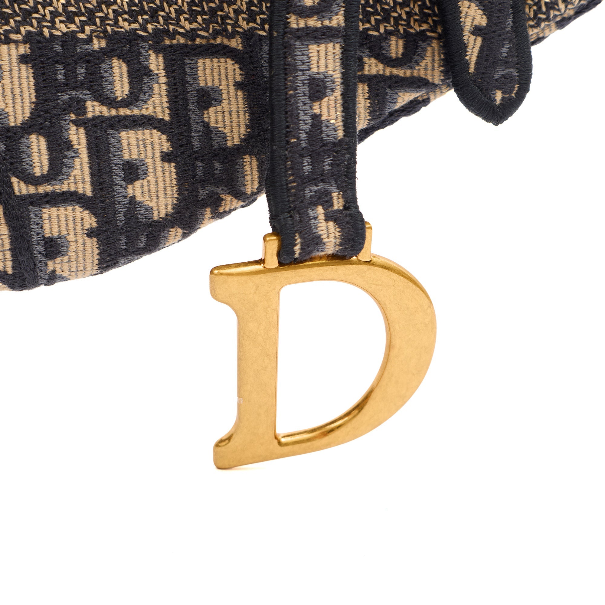 Christian Dior Shoulder Bag Saddle Bag in Blue, Dior Oblique Embroidery — Detail View