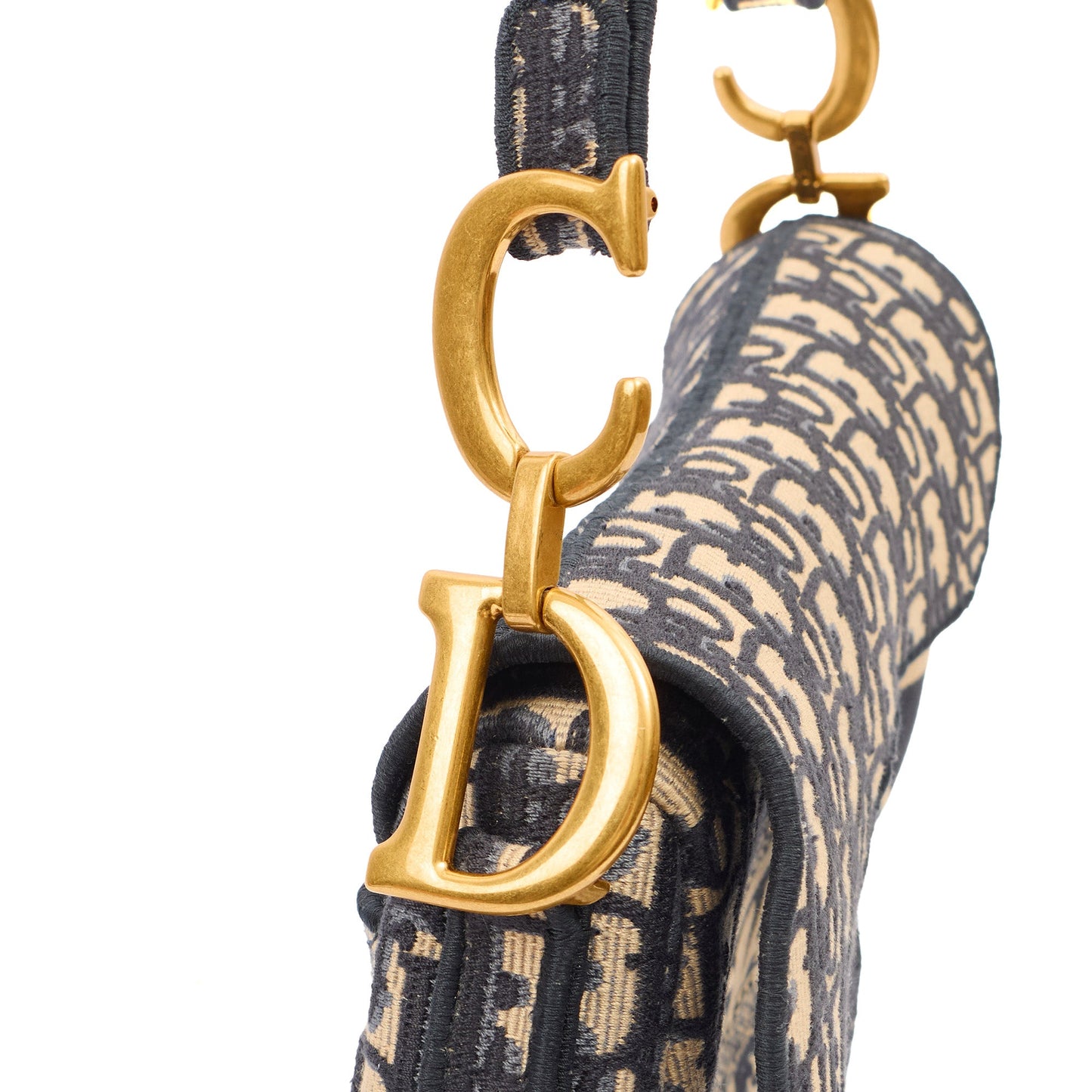 Christian Dior Shoulder Bag Saddle Bag in Blue, Dior Oblique Embroidery — Alternate View 7