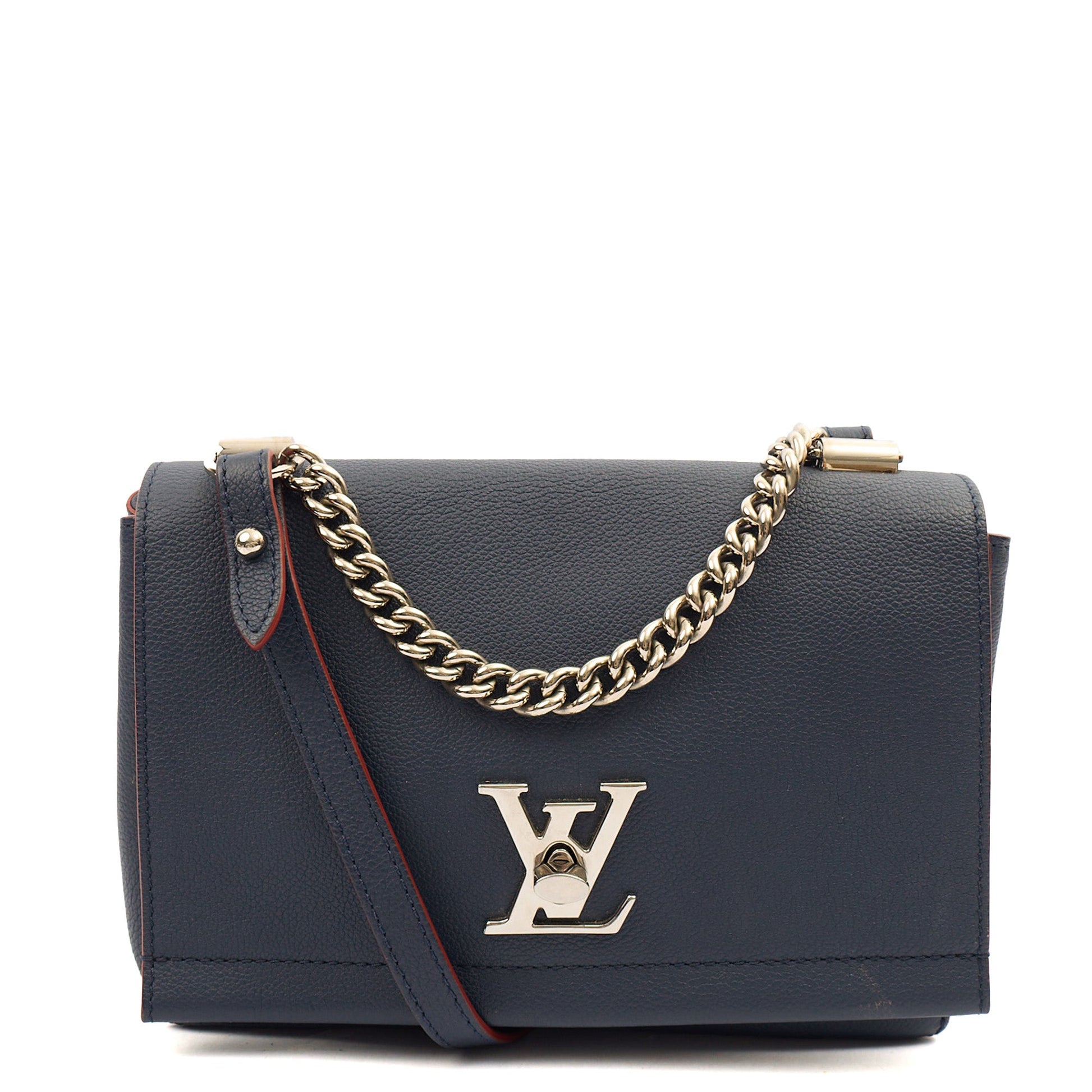 Louis Vuitton Cross Body Lock Me II BB in Blue, Leather — Front View