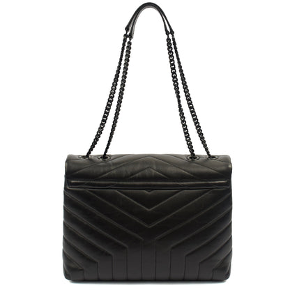 Saint Laurent Shoulder Bag Lou Lou - Medium in Black, Leather — Back View
