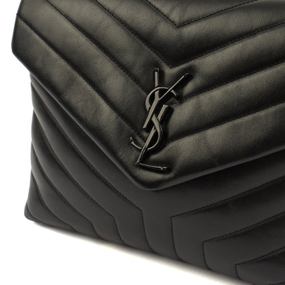 Saint Laurent Shoulder Bag Lou Lou - Medium in Black, Leather — Lifestyle View