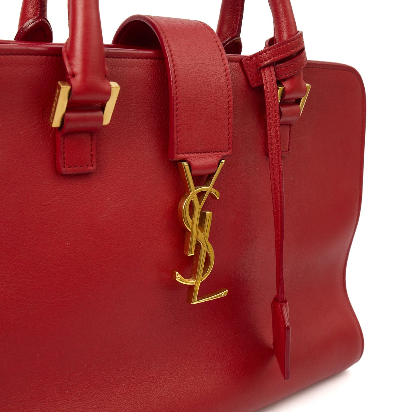Saint Laurent Tote Downtown Cabas Satchel in Red, Calfskin Leather — Side View