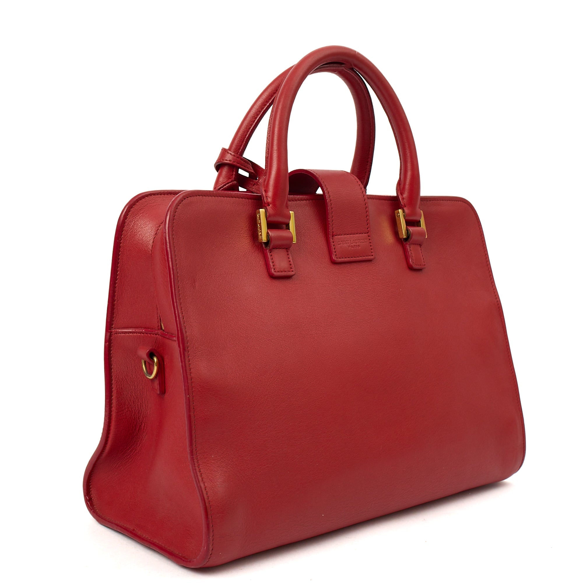 Saint Laurent Tote Downtown Cabas Satchel in Red, Calfskin Leather — Alternate View 9