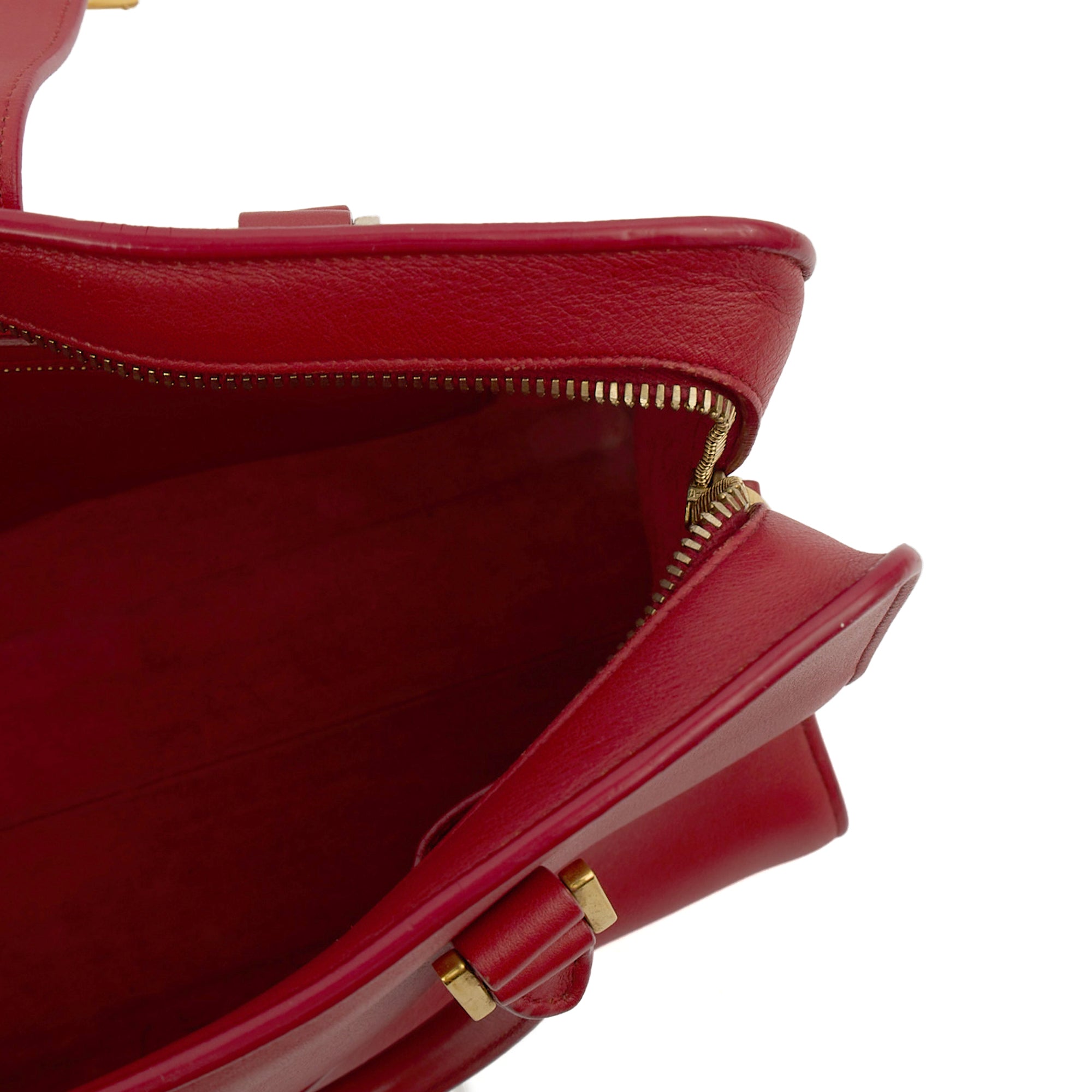 Saint Laurent Tote Downtown Cabas Satchel in Red, Calfskin Leather — Alternate View 12