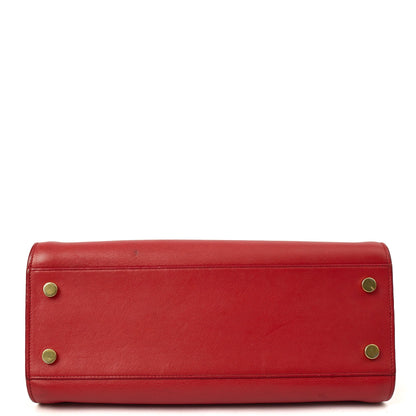 Saint Laurent Tote Downtown Cabas Satchel in Red, Calfskin Leather — Alternate View 11