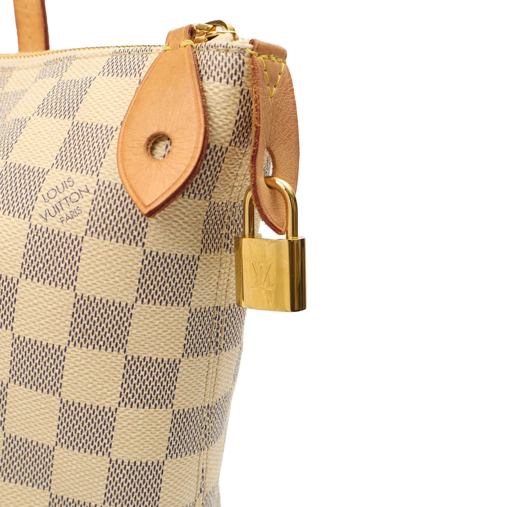 Louis Vuitton Tote Lena PM in Damier Azur, Canvas — Detail View