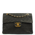 Chanel Shoulder Bag Maxi Jumbo XL in Black, Lambskin Leather — Front View
