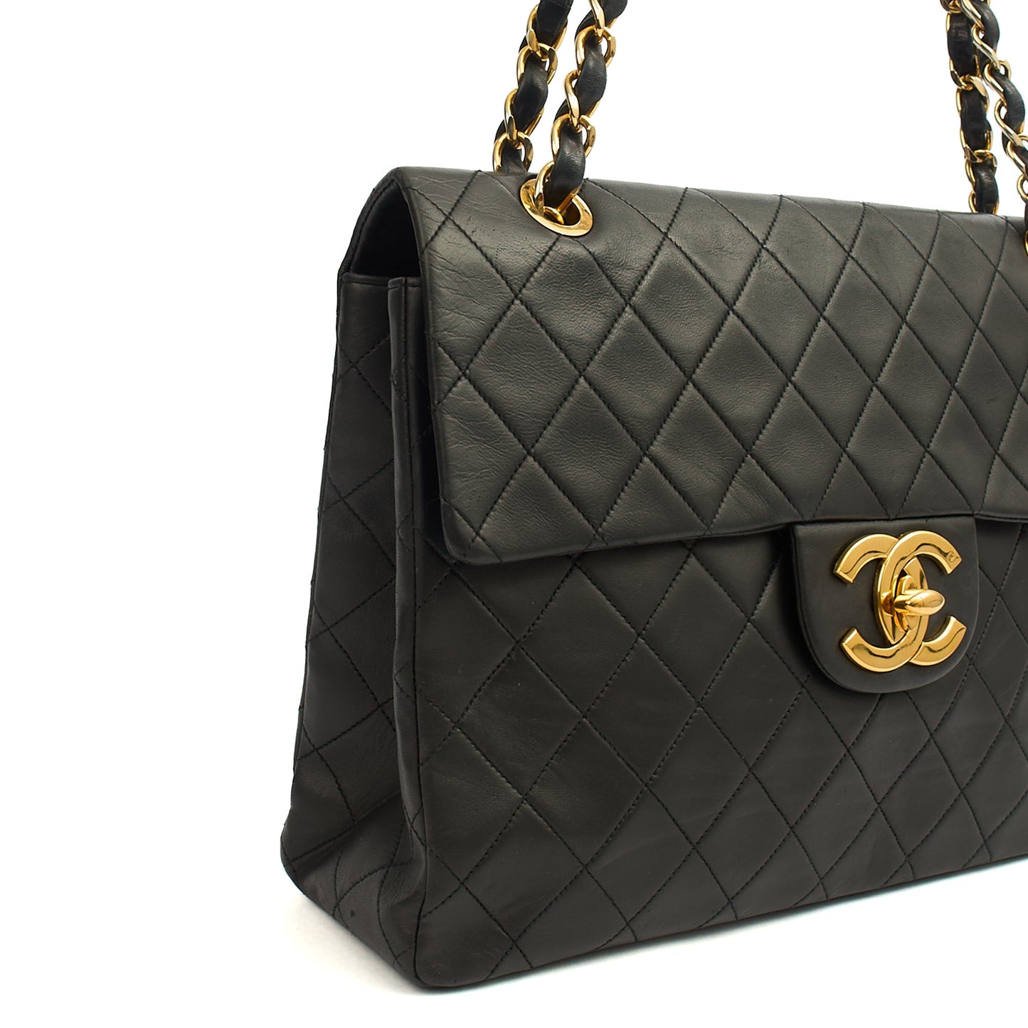 Chanel Shoulder Bag Maxi Jumbo XL in Black, Lambskin Leather — Alternate View 7