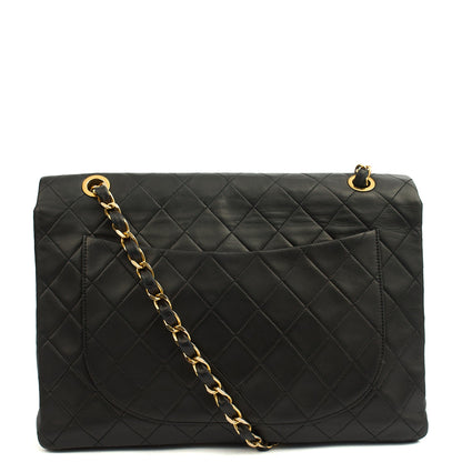 Chanel Shoulder Bag Maxi Jumbo XL in Black, Lambskin Leather — Top View