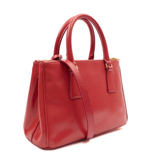 Prada Cross Body Galleria - Small Double Zip Tote in Pink, Leather — Side View