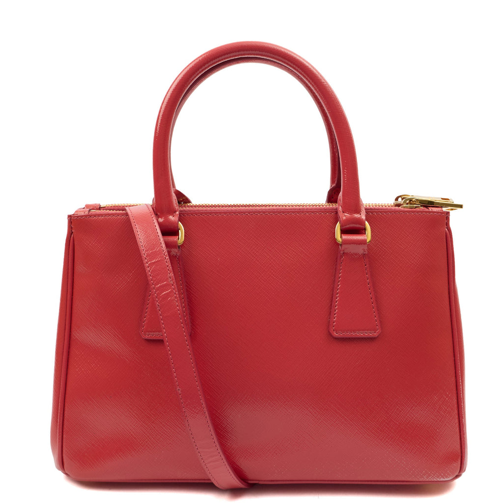 Prada Cross Body Galleria - Small Double Zip Tote in Pink, Leather — Back View