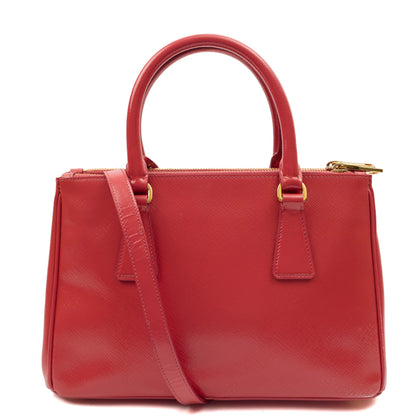 Prada Cross Body Galleria - Small Double Zip Tote in Pink, Leather — Back View