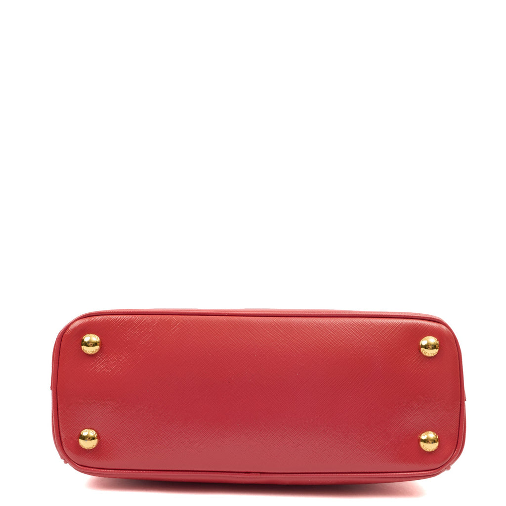 Prada Cross Body Galleria - Small Double Zip Tote in Pink, Leather — Top View