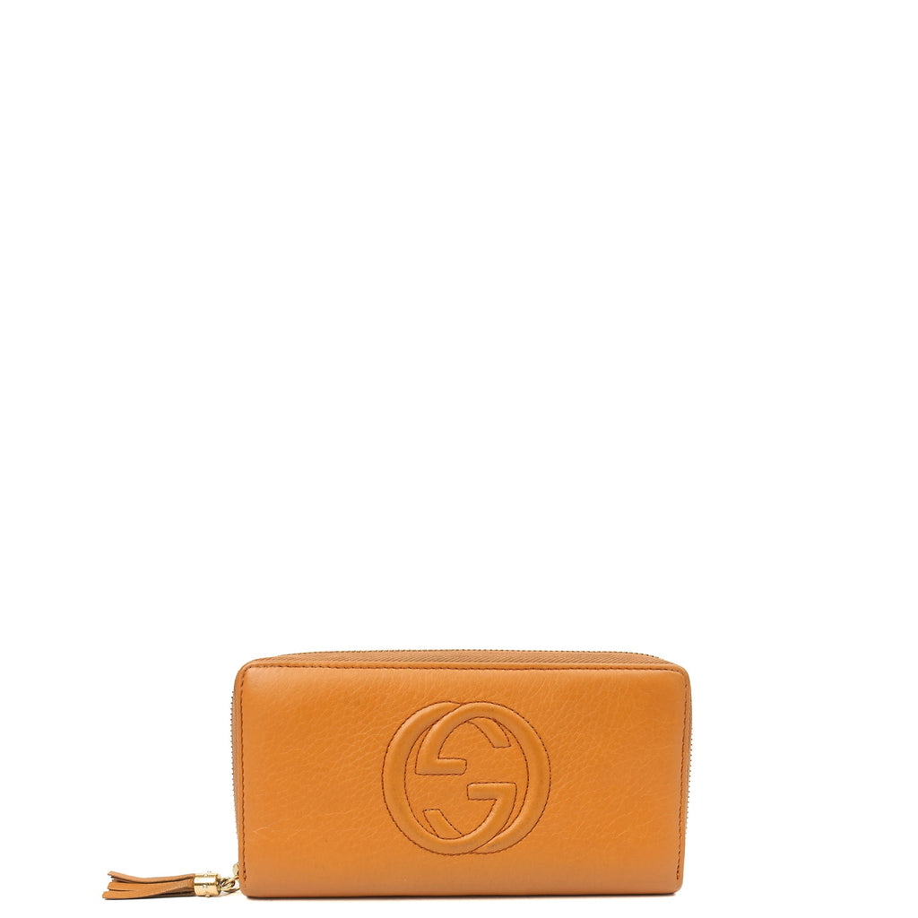 Gucci Wallet Soho Zip Around Wallet in Orange, Leather — Front View