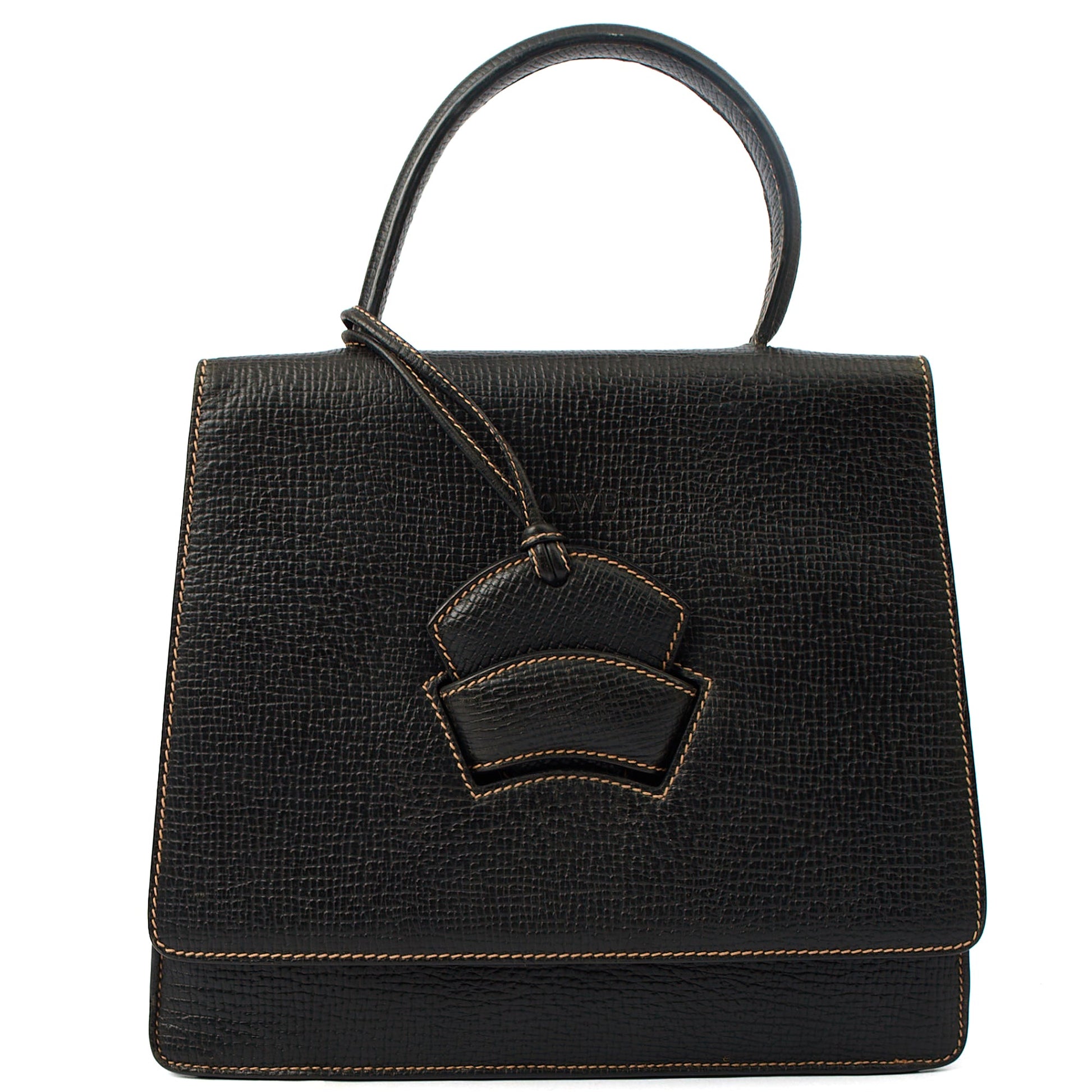Loewe Top Handle Barcelona in Black, invalid — Front View