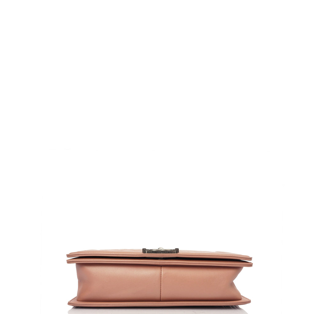 Chanel Shoulder Bag Boy - Medium in Pink, Calfskin Leather — Top View