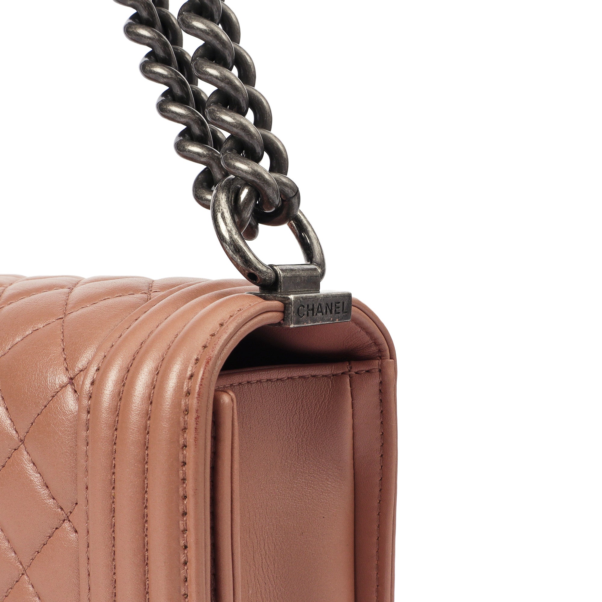 Chanel Shoulder Bag Boy - Medium in Pink, Calfskin Leather — Alternate View 15