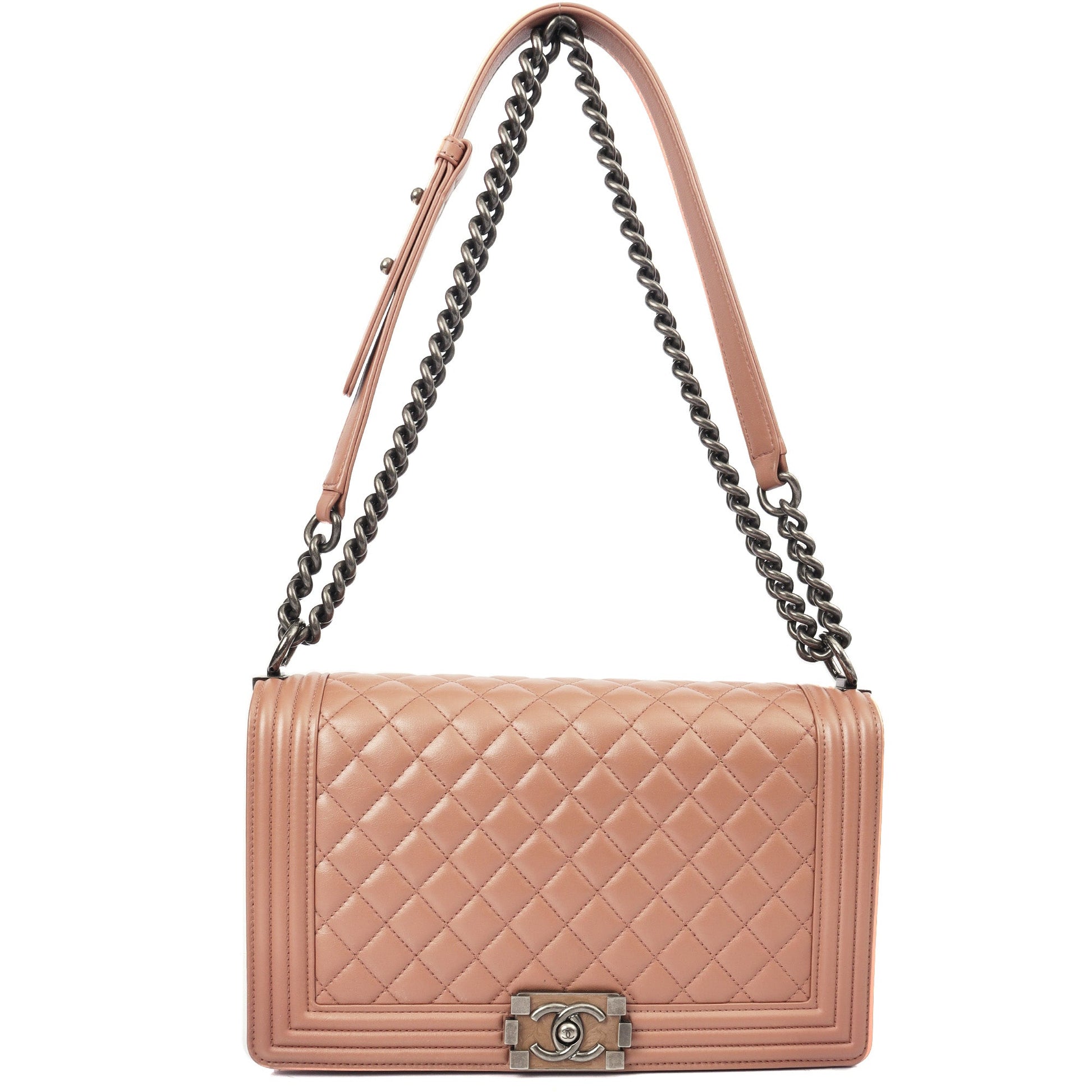 Chanel Shoulder Bag Boy - Medium in Pink, Calfskin Leather — Alternate View 9