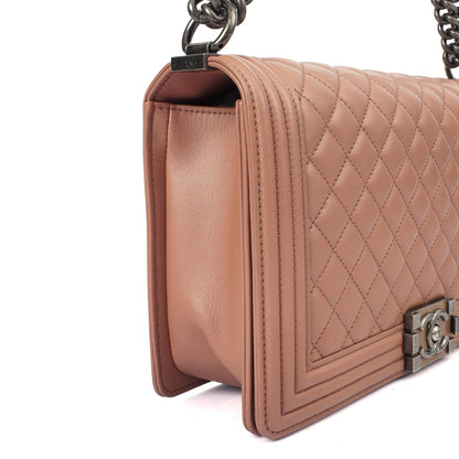 Chanel Shoulder Bag Boy - Medium in Pink, Calfskin Leather — Alternate View 17