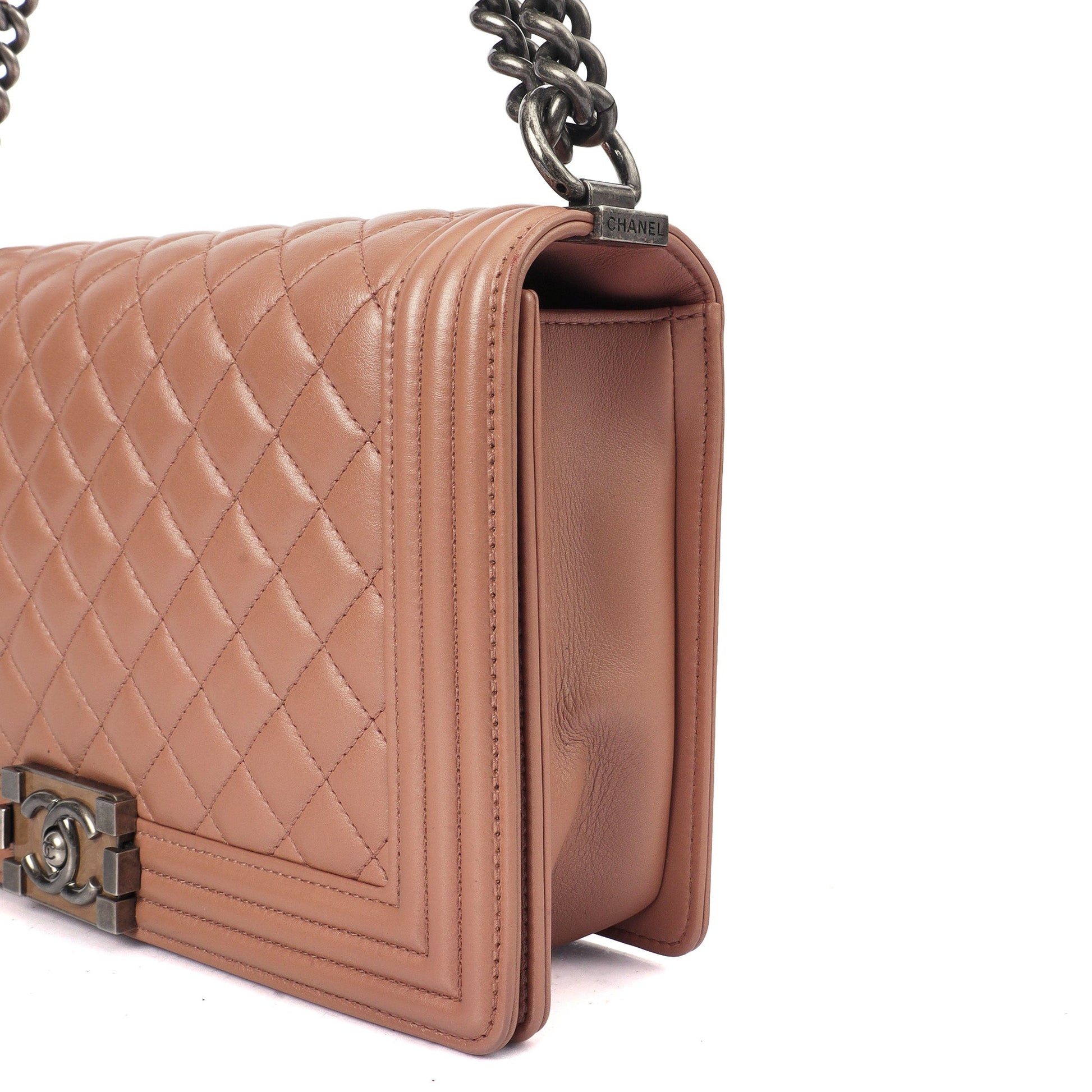 Chanel Shoulder Bag Boy - Medium in Pink, Calfskin Leather — Alternate View 8