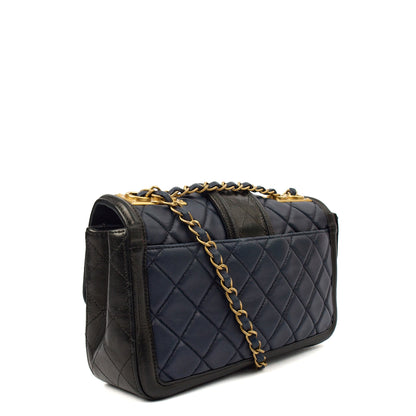 Chanel Shoulder Bag Timeless Single Flap in Navy, Lambskin Leather — Back View